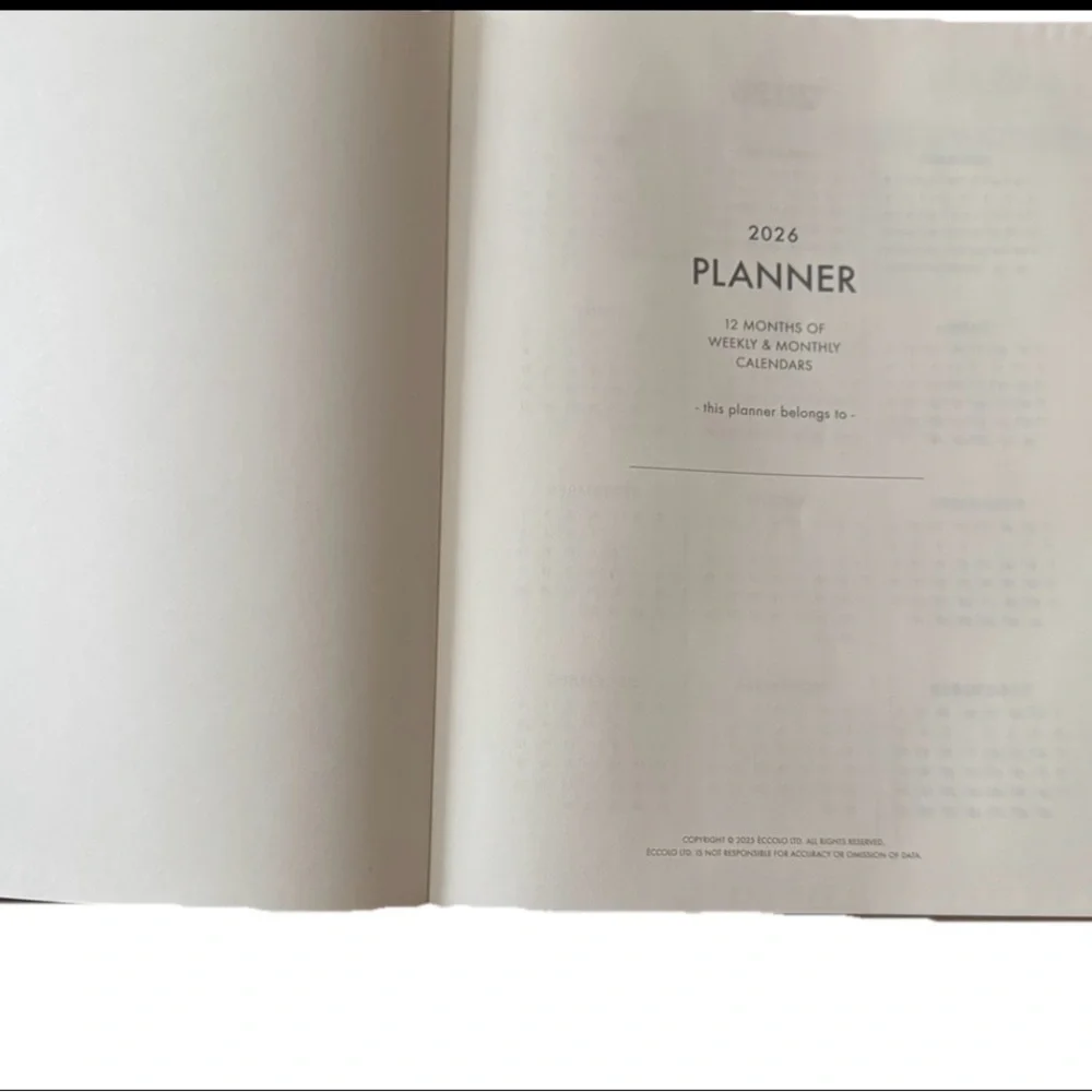 Eccolo Planner 2026 12-Month Weekly & Monthly Planner 10x8” Ivory